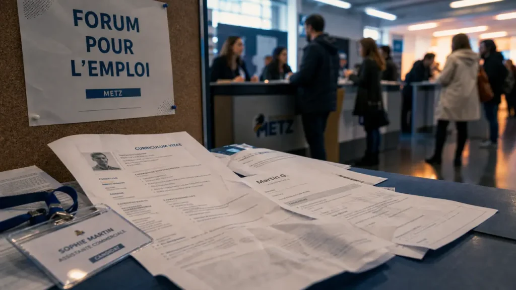 Metz forum : badges et recruteurs en hall municipal à Metz