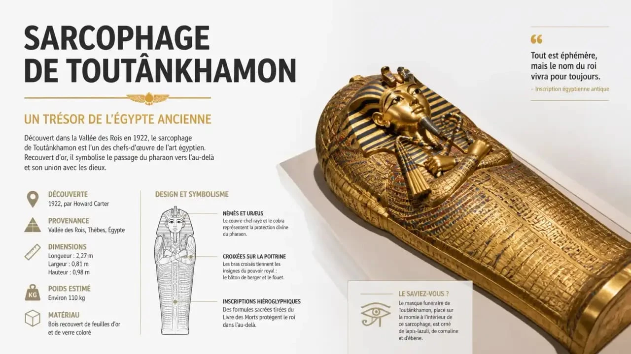Exposition pharaon Metz : réplique du sarcophage de Toutankhamon au Centre des Congrès