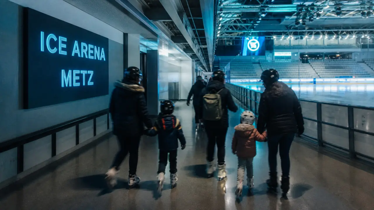 Ice Arena Metz : patinoire 1500 m², entrée avec familles et piste