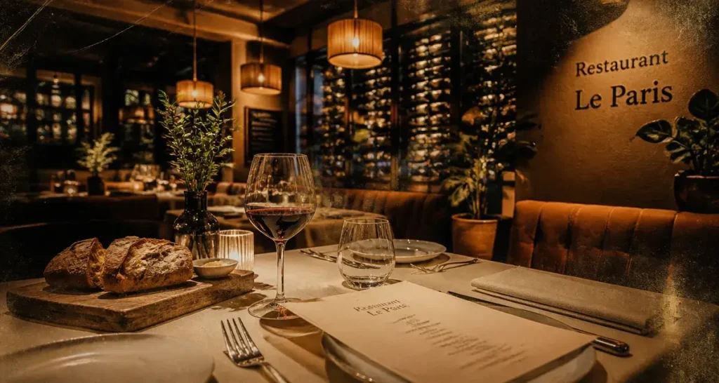 Restaurant le paris metz : salle chaleureuse et table dressée