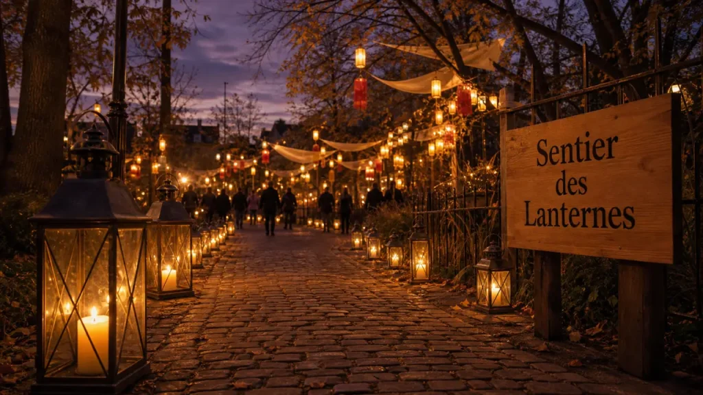 Sentier des lanternes Metz horaires 17h-21h au square Boufflers, allée de lanternes