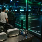 File de joueurs en salle VR Metz à Metz, casques et manettes