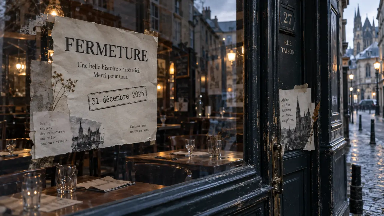 l'instant restaurant metz fermé à Metz, affiche de fermeture au 27 rue Taison