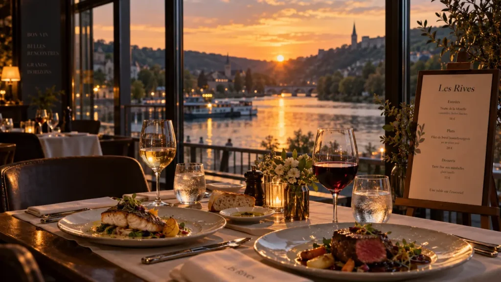 restaurant les rives longeville les metz, vue sur la Moselle depuis la salle